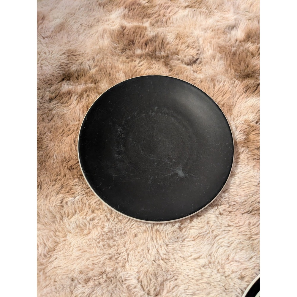 Vintage 1986 Sasaki Colorstone Dinner Plate Matte Black Japan Ceramic Vignelli